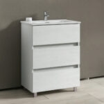 Base Unit Kora 3 Drawers Ash Wood White W59.5 X H83 X D45.5